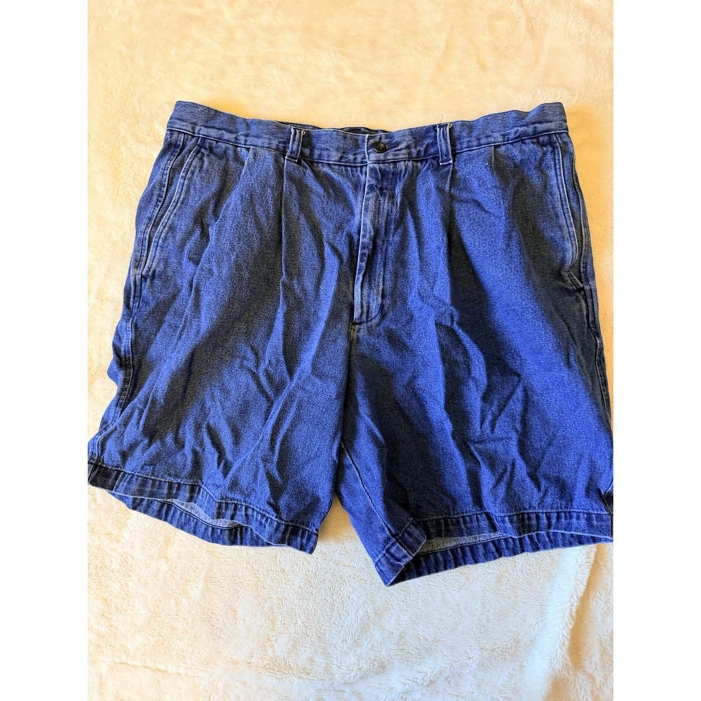 Vintage Dockers Front Pleated Blue Jean Shorts Men Size 38